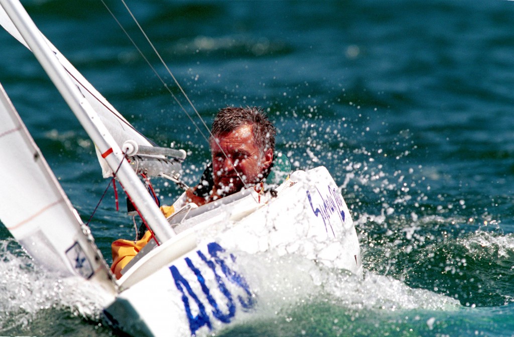 © Sport the library/Bill Bachman Sydney 2000 Paralympic Games Sailing, Day 04 - Peter Thompson (AUS) action shot with water spray